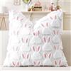 Artscope 1 Pezzi Pasqua Federe in Lana Corta Velluto Copricuscini Morbido Decorativo Fodere per Cuscino Lusso Stile per Divano Camera da Letto Coniglio Orecchio Rosa - Bianco 50x50 cm