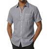 COOFANDY Camicia Estiva Uomo Maniche Corte – Tinta Unita, Grigio Scuro, Taglia XL, Leggera E Traspirante