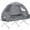 SoBuy Tenda Campeggio Lettino da campeggio pieghevole Brandina da esterno Tenda antipioggia portatile Starry Sky con tasche porta scarpe Tenda 3 in 1 per 1 persona Grigio 193x86x160 cm OGS32-HG