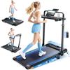 RUNIMON Tapis Roulant Elettrico Piehevole, 6 IN 1 Tapis Roulant Salvaspazio 1-12km/h con Inclinazione 12%, 3,0 HP, Maniglia Telescopica da 15 cm e Cintura Luminosa RGB, Carico Massimo 150 kg