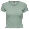 ONLY Maglia Corta a Coste Cropped con Manica Corta e Scollo Rotondo per Donna ONLEMMA, Colore:Bianco, Taglia:M
