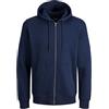 JACK & JONES Felpa con Cappuccio e Cerniera, Blazer Blu Marine, 6XL Große Größen Uomo