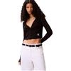 Calvin Klein Donna Giacca in Maglia Woven Label Rib con Chiusura a Bottoni, Nero (Black), S