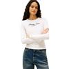 Tommy Jeans Donna Maglietta Maniche Lunghe Slim Essential con Scollo Rotondo, Bianco (Ecru), XL