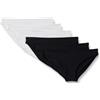 Amazon Essentials Slip Bikini Traspiranti in Morbida Microfibra Effetto Pesca Donna, Pacco da 6, Nero/Bianco, 52