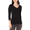 Amazon Essentials T-Shirt Maniche 3/4 e Scollo a V, Vestibilità Classica (Disponibile in Taglie Forti) Donna, Nero, XXL