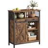 VASAGLE Credenza, Mobile da Cucina, Armadietto Organizzatore, con un'Anta Scorrevole, 30 x 70 x 80 cm, Ripiani Regolabili, Stile Country, per Soggiorno, Marrone Vintage e Nero Inchiostro LSC089B01