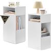 SONGMICS HOME Comodini Sottili, Montaggio Rapido Senza Attrezzi Toolless, Set di 2 Tavolini con 2 Scomparti Aperti e 1 Cassetto, per Camera da Letto, 30 x 25 x 59,4 cm, Bianco Neve LET912WE01