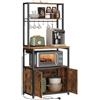 VASAGLE Scaffale Cucina con Prese, con Piano Alto 90 cm, Scaffale per Microonde con 8 Ganci, 40 x 60 x 170 cm, Marrone Vintage e Nero Inchiostro KKS058K02