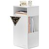 SONGMICS HOME Comodino Sottile, Montaggio Rapido Senza Attrezzi Toolless, Tavolino con 2 Scomparti Aperti e 1 Cassetto, per Camera da Letto, 30 x 25 x 59,4 cm, Bianco Neve LET911WE01
