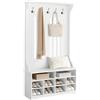 VASAGLE Appendiabiti Ingresso con Panca Scarpiera, Mobile Ingresso con Porta Scarpe, 5 Ganci Tripli, Appendiabiti da Terra, Salvaspazio, per Entrata, Ripiani Regolabili, Bianco Nuvola HSR404T10