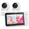 VTech Baby Monitor - 2 telecamere con schermo LCD a colori da 5", lunga durata della batteria, visione notturna, portata di 30 metri, funzioni pan-tilt-zoom, ninne nanne e suoni rilassanti: VM924-2