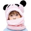 MK MATT KEELY Set Cappello Sciarpa Bambini 1-14 Anni Cappelli Berretto Peluche Fodera Caldo Invernale Ragazzo,Panda-Rosa,5-8 Anni