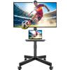 BONTEC Supporto TV da Pavimento, Carrello Inclinabile per TV con Ripiano Multimediale e Ruote di Bloccaggio, Porta TV Adatto per LED, LCD, da 23 a 60 Pollici, Fino a 40 Kg, VESA Max 400 x 400 mm