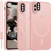 YUANDMI Cover Magnetica per iPhone XS Compatibile con MagSafe, Custodia per iPhone X/XS Traslucida Opaca Case Ultra-Sottile Silicone Anti-Scivolo Resistente ai Graffi, Rosa