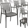tectake®, Set da 4 sedie da giardino impilabili, sedia giardino esterno in plastica, sedie da esterno, terrazzo, sedie polipropilene, poltrone moderne, cucina, mobili da esterno - Antracite