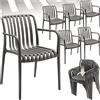 tectake®, Set da 6 sedie da giardino impilabili, sedia giardino esterno in plastica, sedie da esterno, terrazzo, sedie polipropilene, poltrone moderne, cucina, mobili da esterno - Antracite