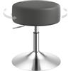 WOLTU Sgabello da Trucco Rotondo Girevole Regolabile in Altezza, Sgabello Imbottito per Toeletta, Sedia da Cucina in Pelle Sintetica, Altezza Seduta 44-56 cm, Grigio, BH14gr-1