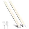 OUILA Luce Armadio LED con Sensore di Movimento Luci Notturna LED 4 Modalità Lampada Guardaroba Luce da Esposizione 5000mAh USB Ricaricabile Cucina, Scale, Corridoio, Garage - 60cm*2 Pezzi