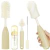 Vicloon Scovolino Biberon, Spazzola per Biberon con Schiuma Pressabile, Spazzole in Silicone per la Pulizia di biberon, Tazze di Vetro, Thermos e Cannucce (cachi)