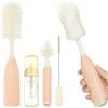 Vicloon Scovolino Biberon, Spazzola per Biberon con Schiuma Pressabile, Spazzole in Silicone per la Pulizia di biberon, Tazze di Vetro, Thermos e Cannucce (Rosa)