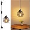 ZMH Lampada a sospensione vintage industriale colore nero con interruttore e spina E27 stile retrò 1 piatto max. 60 W per camera da letto soggiorno cucina ristorante bar（Lampadina non inclusa）