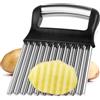 Vicloon Taglierina per Patate, Coltelli per Patate con Manico Lungo, Coltello Ondulato Verdure in Acciaio Inossidabile 430 e ABS, per Tagliare Patate, Cipolle, Pomodori e Limoni, 14x9CM