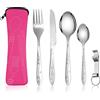 Set di posate riutilizzabili 3 in 1, utensili da campeggio con scatola