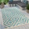 Paco Home Tappeto Per Esterno Terrazzo Balcone Tappeto Cucina Moderno Rombi Design Con Frange, Dimensione:120x170 cm, Colore:Blu-Bianco