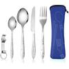 Set Di 4 Posate Da Viaggio Portatili Con Custodia - Plastica Per Uso Alimentare - Campeggio, Picnic, Ufficio