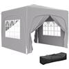 Outsunny Gazebo 3x3 m Pieghevole con Pareti a Rete, Altezza Regolabile e Anti-UV, Gazebo da Giardino Pop Up, Tende per Eventi e Tendoni, Tenda per Giardino, Feste, Campeggio, Grigio Chiaro