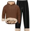 Generisch Tuta da jogging unisex calda invernale tuta da allenamento in peluche tuta fitness tuta da casa abbigliamento da corsa tuta sportiva termica uomo donna foderata in pile felpa con cappuccio