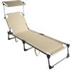 Garden Friend Lettino Prendisole Pieghevole da Giardino con Tettuccio Beige Mykonos 187x57x30