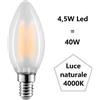 Bot Lighting S.r.l. Lampadina Oliva led 4,5w Luce Naturale 4000k 470 Lumen e14 Vetro Satinato bot