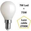 Bot Lighting S.r.l. Lampadina Sfera Piccola led 7w Luce Calda 2700k 1055lumen e14 Vetro Satinato bot
