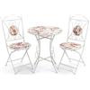 DRW Set di tavolo e 2 sedie da giardino in metallo e pietra in bianco, crema e verde 72 x 60 x 60 cm