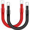 QIMEI-SHOP Cavi Batteria Auto 35mm² 30cm Cavi Inverter Batteria 2AWG 12V Cavo Batteria con Capicorda ad Occhielli M10 per Camion Moto Marina Solare Rosso e Nero 2 Pezzi
