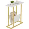 Set 2 Tavolini Stretti Lifenite Con Portariviste – Design Sottile 2 In 1, Comodino O Tavolo Snack, Per Piccoli Spazi, Nero, Piedini Regolabili