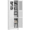 HOMCOM Mobile Colonna Bagno con 3 Armadietti a 2 Ante, Mobiletto Multiuso con Ante a Vetro e a Persiana, 60x30x170.5cm, Bianco