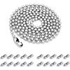 Butyeak Catena di Perline in Acciaio Inox, Catena a Palline in Acciaio Inossidabile, 10M Argento Catena Rullo, con 20 Connettori Corrispondenti, Per la Realizzazione di Collane di Gioielli ecc (2.4 mm)
