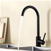 AIMOYO Rubinetto da cucina nero, rubinetto da cucina, girevole a 360°, miscelatore da cucina con beccuccio alto, rubinetto da cucina caldo e freddo, rubinetto da cucina, colore nero, G3/8