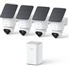 aosu T2 Ultra 4K Telecamera Esterno Senza Fili Solare 360° PTZ Truecolour | Kit 4 Telecamere y aosuBase 2.0, Riconoscimento Facciale IA Persona/Veicolo/Pet, PIR+Radar+AI, 32 GB Espandibile Fino a 1 TB