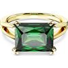 Swarovski Anello cocktail Matrix, Taglio rettangolare, Verde, Placcato color oro