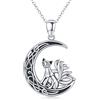 Midir&Etain Collana con volpe a nove code Collana in argento sterling 925 con ciondolo volpe e luna Collana con animali Gioielli Regali per donne e ragazze