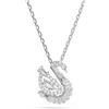 Swarovski Swan Collana Pendente, Gioiello con Zirconia Trasparenti, Taglio Misto, Forma a Cigno, Chiusura a Moschettone, Placcatura in Tonalità Rodio, 38-7 cm, 1,7 x 1,4 cm