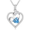 CDE Collana Donna Cuore Regalo Gioielli Donna Pendente Argento 925 con Pietra di Nascita per Festa Della Mamma Compleanno San Valentino per Lei Mamma Fidanzata Moglie con 5A Cubic Zirconie