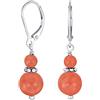 Bling Jewelry Gemma Naturale Arancione Pesca Corallo Boho Bali Milgrain Bordato Perline Rondel Separatore Doppia Palla Rotonda Orecchini A Goccia Per Le Donne Adolescenti .925 Sterling Silver Lever Back