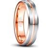 TUNGSTORY Anelli da Uomo Donna 6mm Fede Nuziale in Tungsteno Argento con Scanalatura in Oro Rosa e Bordi Smussati Taglia 20