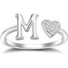 SILBERTALE Anello a forma di cuore in argento sterling 925, con lettera, misura regolabile da 52 a 58, iniziale A-Z, con confezione regalo, Verstellbarer Größe 52 bis 58, Argento