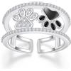 PRAYMOS Anelli a forma di zampa di cane da donna in argento Sterling S925 carino gatto cucciolo CZ anello stampa zampa anello impilabile gioielli per animali domestici regali taglia 5-11, 8, Argento sterling